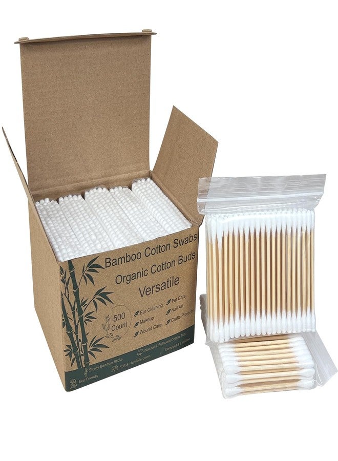 eyxformula Wooden Cotton Swabs, Sustainable Bamboo Sticks & Soft Tips, Natural Organic Cotton Buds for Ear Cleaning, Makeup Removal, Craft Projects, Personal Care, Pet Care, Household Use (500 Count) - Image 1